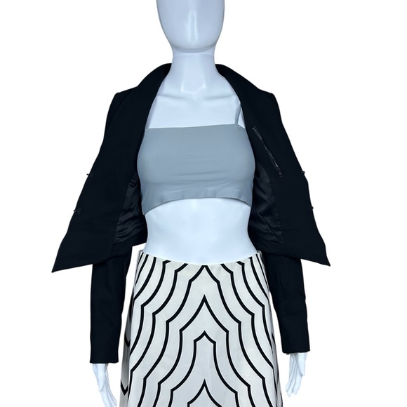 Alice + Olivia Black Cropped Blazer XS Modern Minimalist Art Deco Event Jacket - Picture 8 of 14